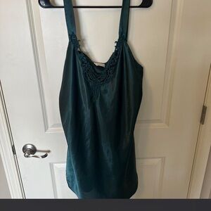 Vintage Elegant Teal Lace-Trimmed Nightgown